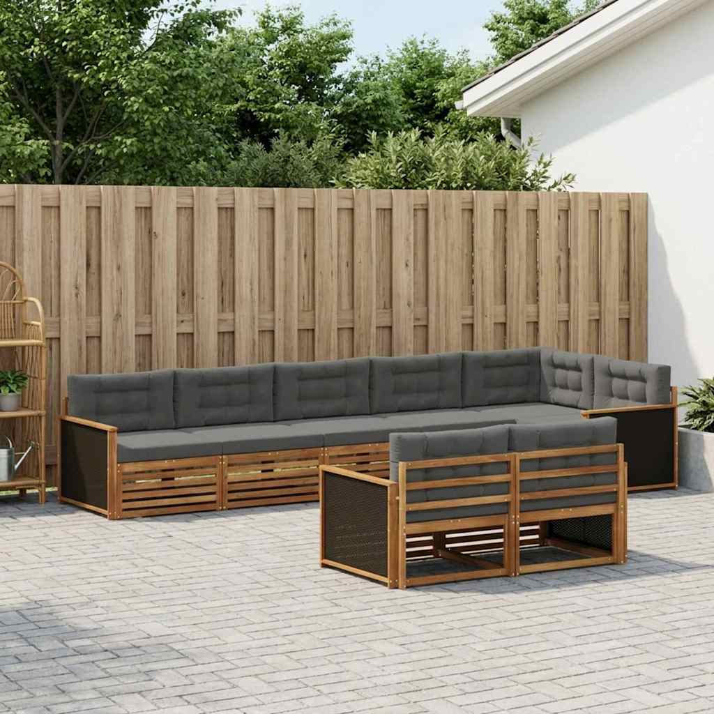 Outdoor Sofa Set with Cushions 8 pcs Natural and Anthracite
