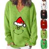 Женская мода повседневная рождественская принтованная трикотажная кофта с V-образным вырезом и длинными рукавами, модный милый свитшот