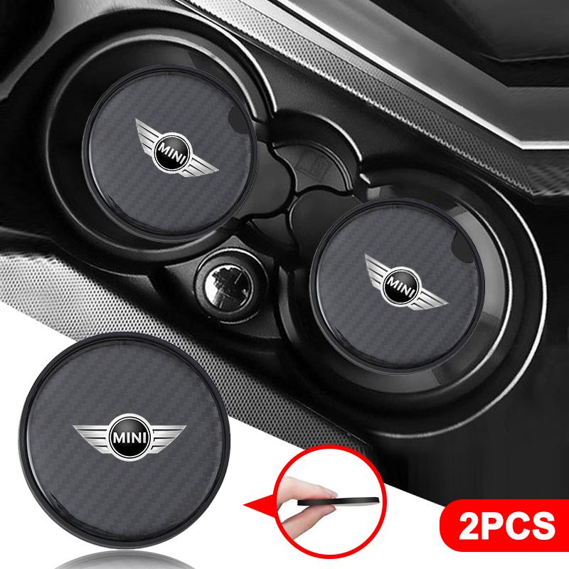 2PC Silicone Car Water Cup Pad Coaster Non-slip Mat For MINI Cooper One JCW Works Countryman R55 R56 F55 F56 R57 R58 R59 R60 R50 tnrjc00
