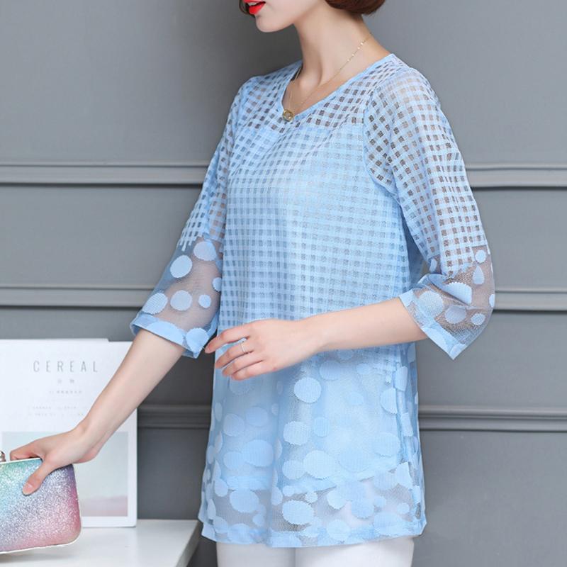 M-5XL женская летняя блузка рубашка шифоновые женские топы новые модные женские блузки размера плюс 4xl Blusas белые, красные, черные кружевные