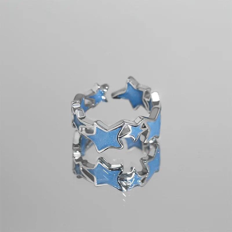 Новые изысканные открытые кольца с геометрической звездой для женщин, милые кольца с цирконом Y2K для девочек, модные вечерние украшения для вечеринок, аксессуары для пальцев, подарок