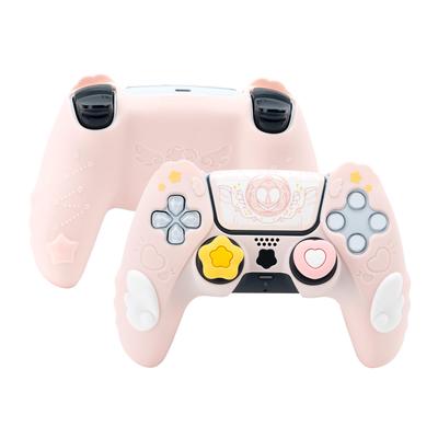 GeekShare Силиконовый Мягкий Чехол-Кожура для Геймпада PS5 PlayStation 5 Включает Защитную Легко Наносимую Накладку Звездная Сказка Розового Цвета, Геймпады, Наклейку,