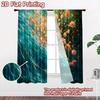 2D flat printing 2pcs Curtain Window Curtains Floral Flowing Elegance Digital Printed Polyester Drapes Party Decorations Use for