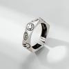 Smiley Face Ring for Women, Simple and Cute Diamond-shaped Emoticon Ring, Old Water Chestnut Smile Ring