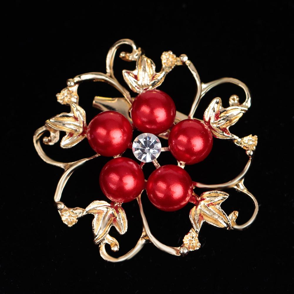 Fashion Alloy Crystal Pearl Bead Inlay Brooch