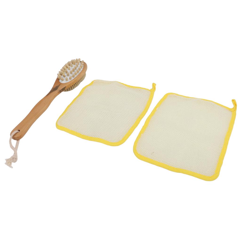 Набор из 2 отшелушивающих полотенец для душа с массажным полотенцем и двухсторонней длинной ручкой для ванны