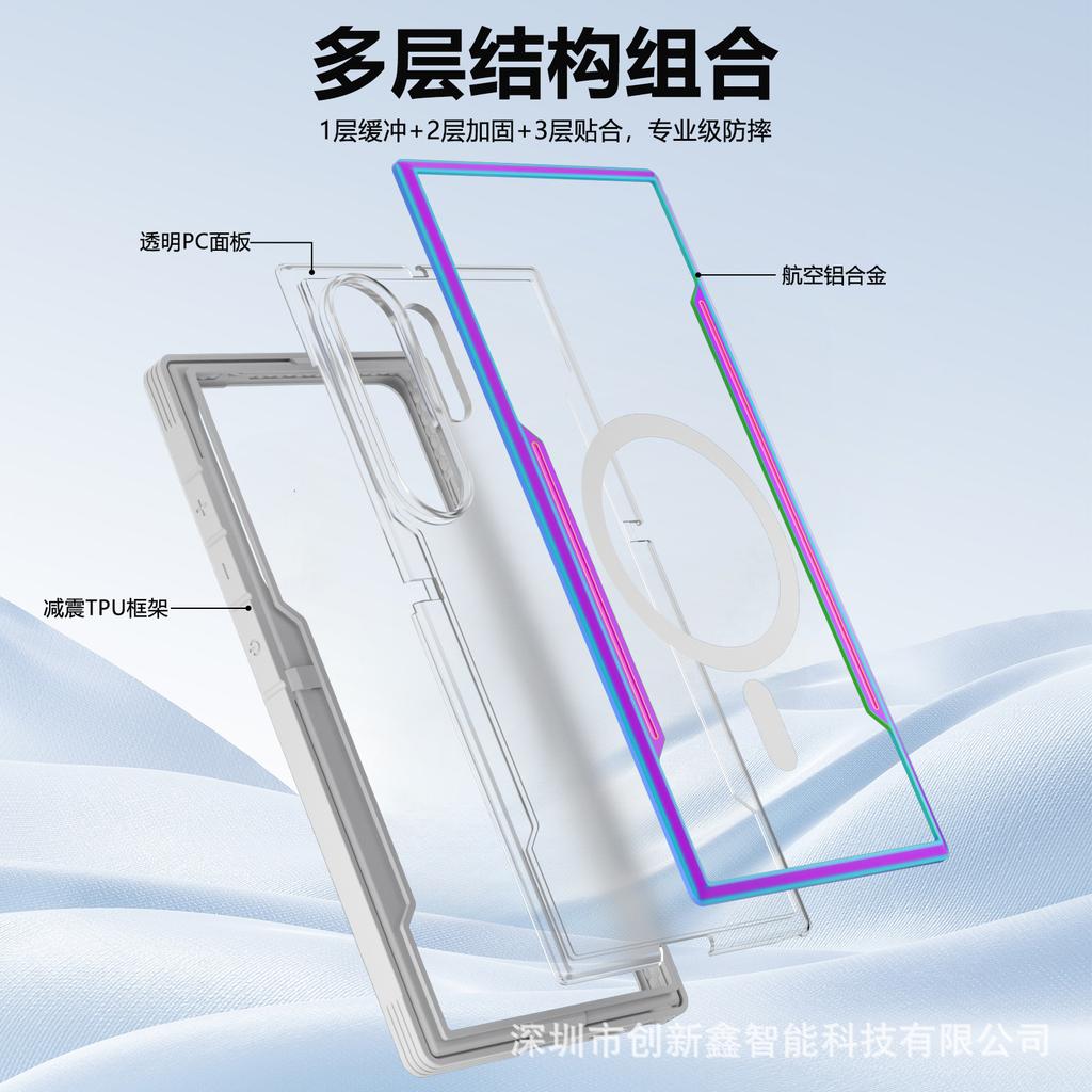 Магнитный защитный чехол для мобильного телефона подходит для серии Samsung S11S11, металлический чехол для мобильного телефона, прозрачный противоударный защитный чехол.
