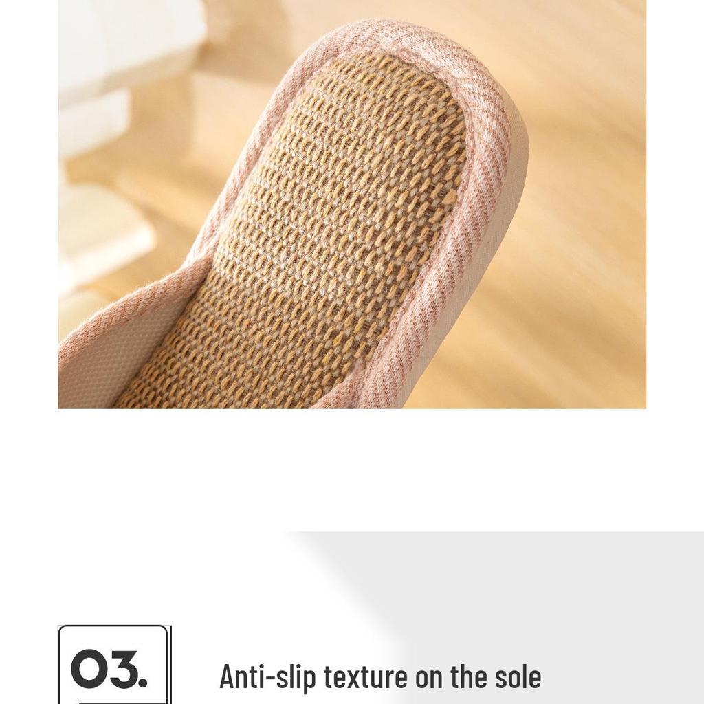 Унисекс Хлопково-льняные Нескользящие Домашние Тапочки - Бесшумные, Впитывающие Пот для Всех Сезонов