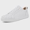 Men's Red Bottom Rivet Casual White Sneakers - Trendy Microfiber Leather Shoes