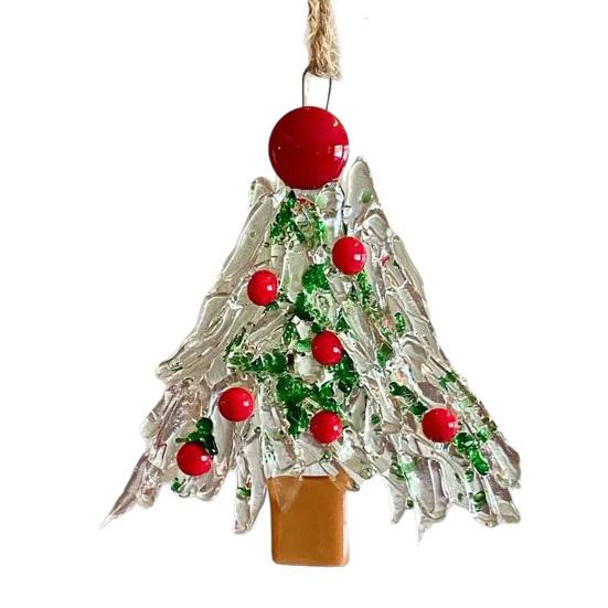 Стеклянное Рождественское украшение Красное Зеленое Серебристое Венок/Дерево Подвесное украшение для Праздничного Домашнего Вечернего Декора