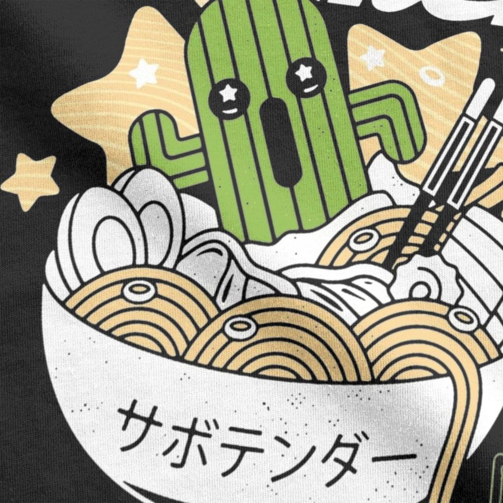 Мужская футболка Final Fantasy Cactuar Ramen Повседневная футболка из чистого хлопка с коротким рукавом Футболка с круглым вырезом Одежда больших размеров