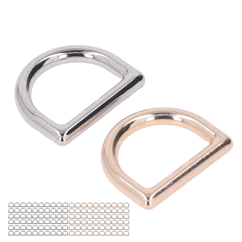 120 шт. металлических D-образных колец, прочные несущие нагрузку гладкие поверхности, пряжка в форме буквы D из цинкового сплава золота и серебра