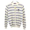 Cashmere Blend Border Pattern Logo Embroidery Golf Long Sleeve Knit Cardigan Women Used