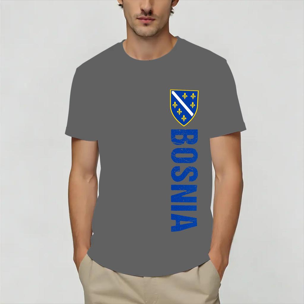 Fashion Bosnia and Herzegovina Flag TShirt Unisex Round Neck 100 Cotton T Shirt Short Sleeve Tee Shirt Classic Clothing