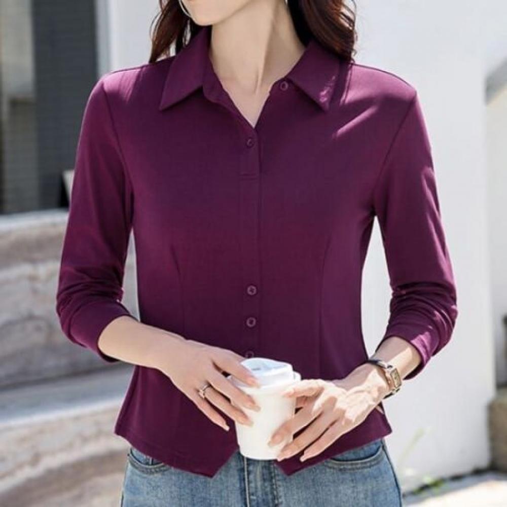 Navava Women BuTTon PoinT Collar Long Sleeve T shirT nT2914