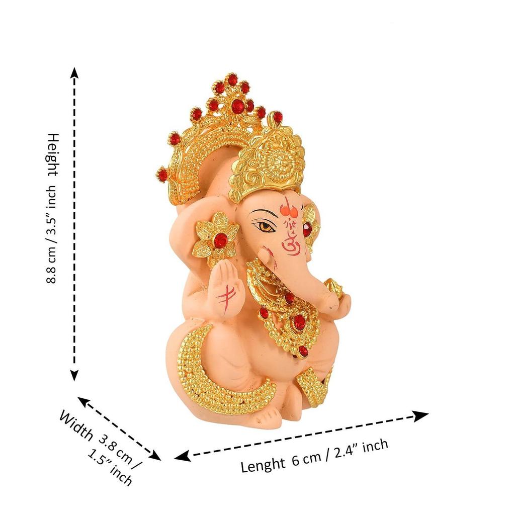 Идол Ганеши Мурти Статуэтка для Приборной Панели Автомобиля Подарок Керамика Терракота Позолоченный Ганеша Ганапати Идолы Фигурка