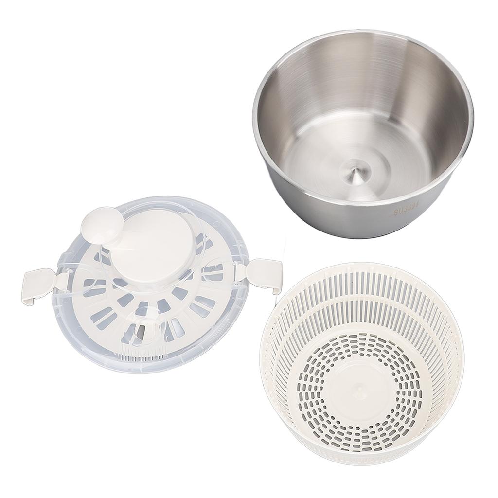 Stainless Steel Salad Spinner 5L Multifunctional Lettuce Spinner Vegetable Dryer with Lid Drain