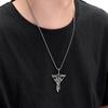 Punk Titanium Steel Necklace For Men Alloy Double Dragon Sword Pendant Choker Vintage Evil Eye Cross Jewelry Gift