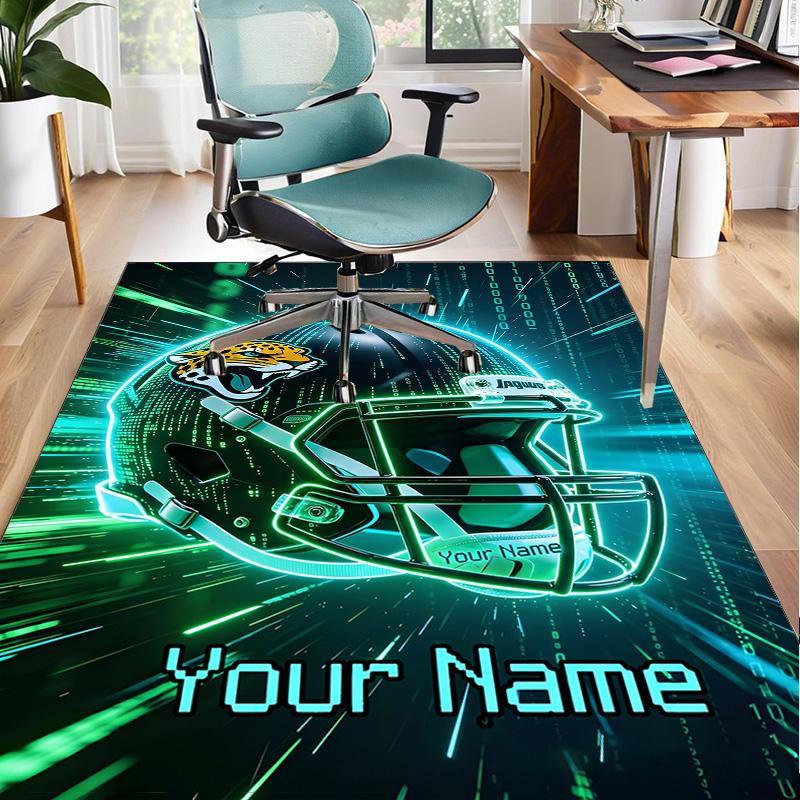 Custom Name Rug Jacksonville Team Spirit Area Rug Suitable for Indoor And Outdoor,Carpets for Homes, Offices,Living Rooms,Home Decor,Christmas Gift