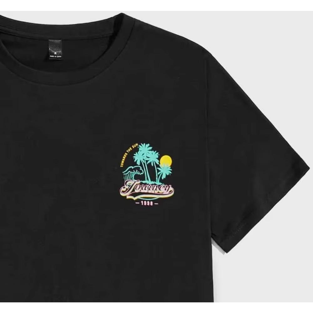 Летние приключения на пути к солнцу Jouiney 1998 Футболки мужские свободные хлопковые футболки одежда летние топы с круглым вырезом повседневные свободные футболки