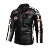 Winter Leather Jacket Men Stand Collar Motorcycle Retro Velour Pu Jackets Embroidery Printing Big Size Mens Zipper Coats