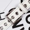 Fashionable White Belt With Full Hole Design Elegant Pu Buckle For Students