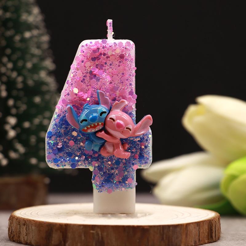 Stitch Fit Cartoon Two-Color Digital Candle Birthday Party Holiday Decoration Cute Cake Candle