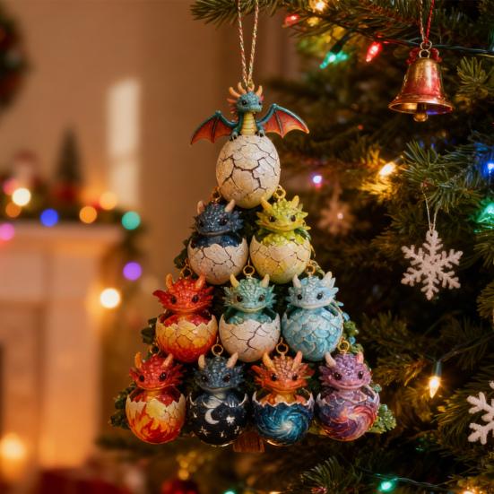 Yousheng 2D Acrylic Dragon Hanging Decoration Flat Cartoon Flying Dragon Egg Christmas Tree Hanging Ornament Indoor Home Holiday Party Pendant