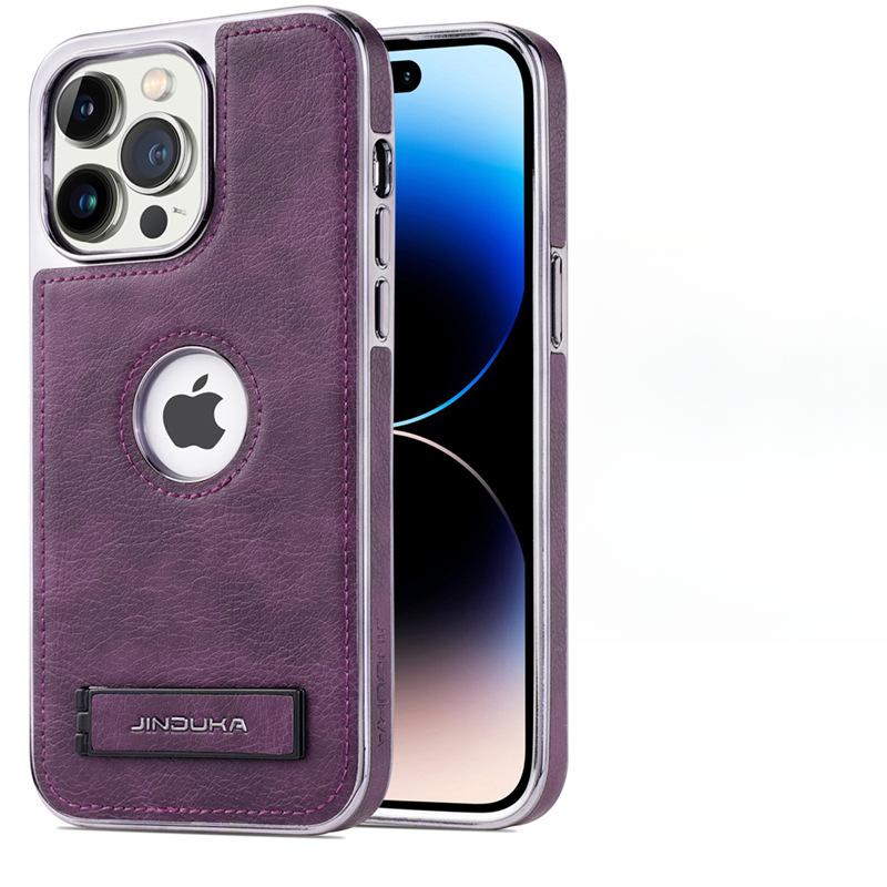 Подходит для чехла-подставки для телефона Apple 16promax, Гальванизированный 12, Полная защита IPhone15/14, Кожаный чехол 13 с защитой от падений