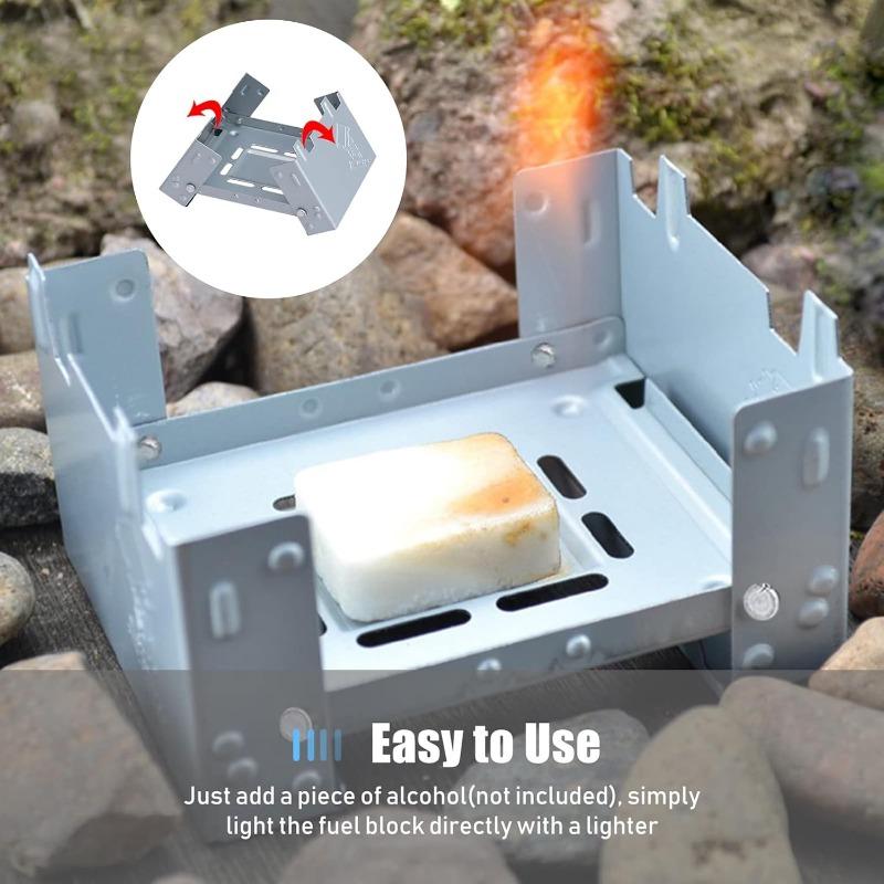 Outdoor Alcohol Stove, Portable Foldable Mini Solid Fuel Stove, One-piece Pocket Cookware, Camping and Picnic Supplies