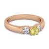 Lemon Quartz Elegant Three Stone Ring - 925 Sterling Silver Rose Gold Vermeil
