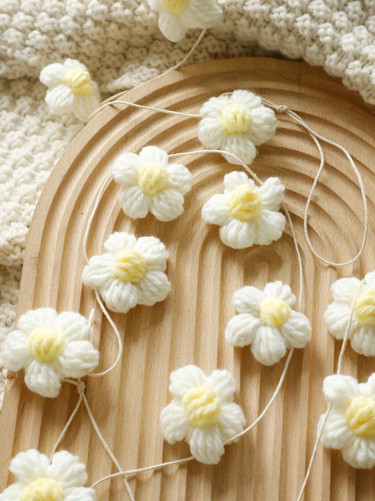 Ручная работа, Гирлянда из вязаных крючком цветов, DIY Бохо Белый и Желтый Декоративное настенное панно для декора дома, Декор для свадьбы весной и летом