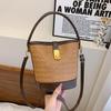 Vintage Fashion Woven Lock Handbag Women'S Versatile Shoulder Crossbody Bag Bucket Bag Women