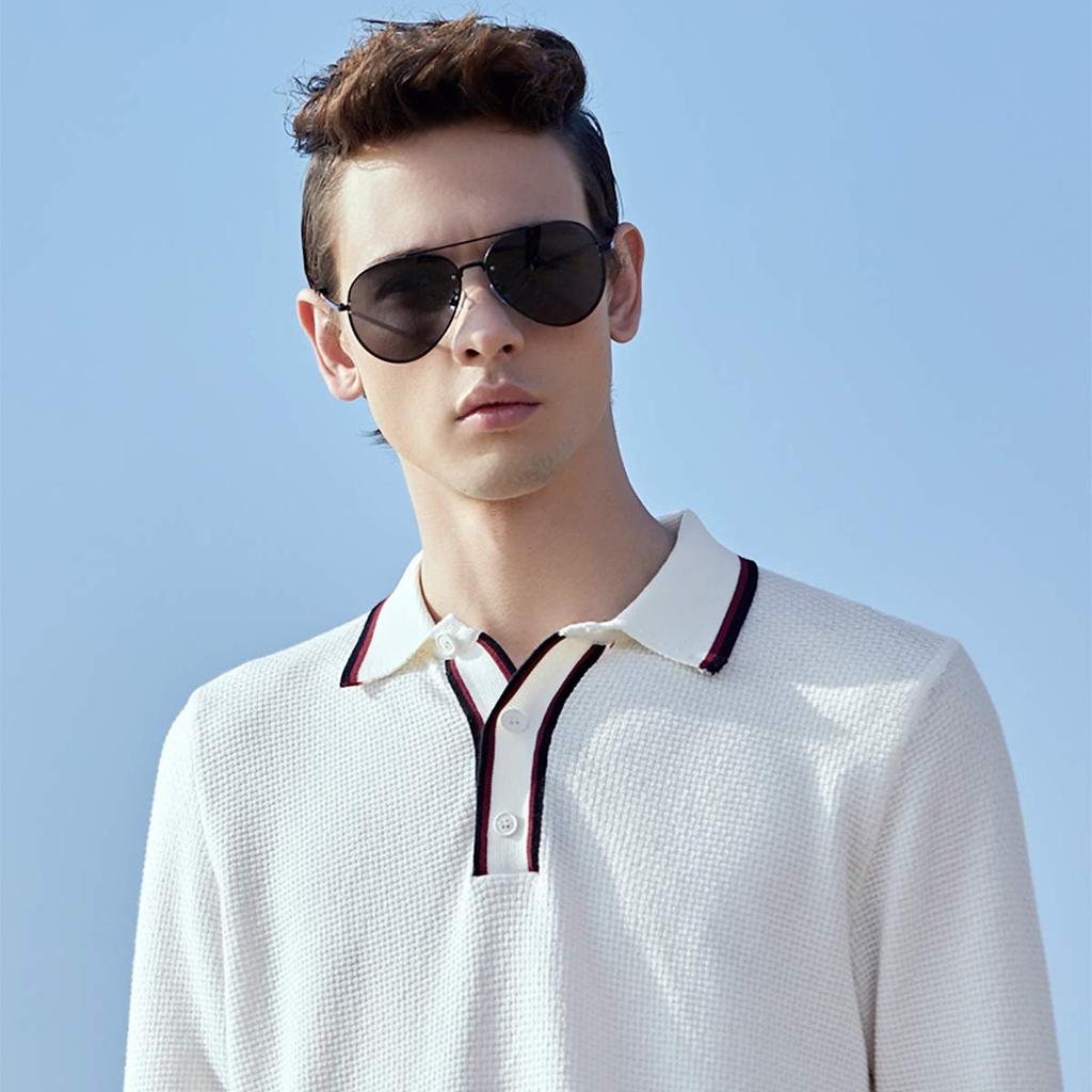 Солнцезащитные очки-авиаторы в ретро-стиле с поляризованными линзами, большой зеркальной линзой, защитой от ультрафиолета, легкий металлический каркас, в комплекте футляр для очков [LumiSyne] для мужчин и женщин