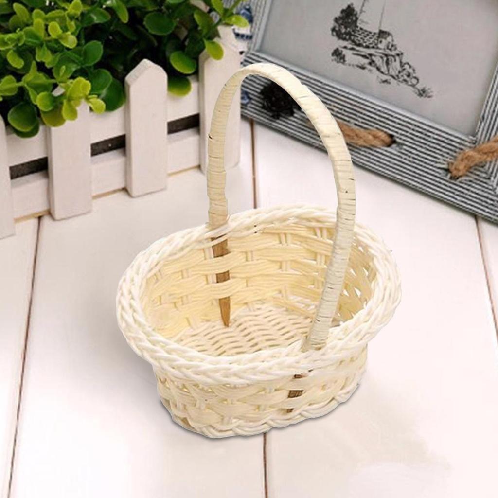 Mini Woven Baskets Small Flower Girl Basket for Wedding Decor Easter Party Favors Decorative Storage Container Photography Props