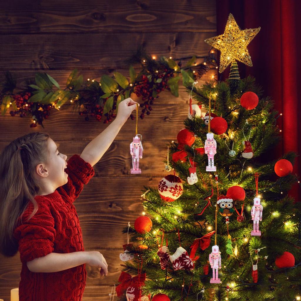 Nutcracker Christmas Decor 2025 New Christmas Pink and White Cute Nutcrackers 4 Pack Christmas Decor Party Gift for Kids Adults