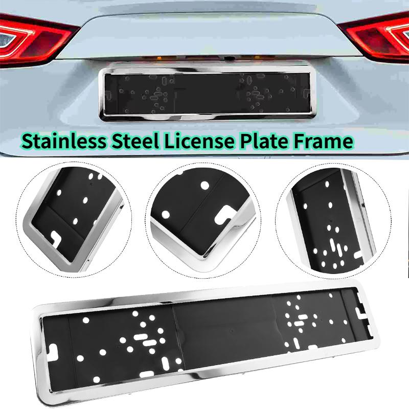 Stainless Steel License Plate Frame For Eu Bracket Scratch Resistant Durable Metal Car Plate Frame LicensePlate Holder Exterior