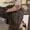 Женская клетчатая рубашка в стиле ретро с начесом – универсальный свободный топ на весну и осень