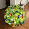 Soccer-themed Sports Equipment Set with Automatic Opening Umbrella, Portable Tri-fold Design, 8-Bone Iron Frame, Outdoor Rain Gear, Ideal Gi