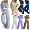 Women's Hooded Cropped Sweatshirt with Wide Leg Lounge Pants Set, Casual Comfort Outfit