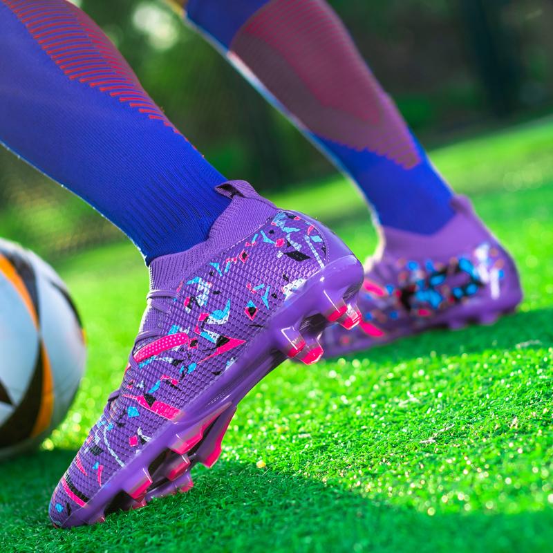 Мужские футбольные бутсы с длинными шипами и высокой лодыжкой, футбольные бутсы FG, уличные бутсы для травы, футбольные бутсы, тренировочные спортивные футбольные бутсы