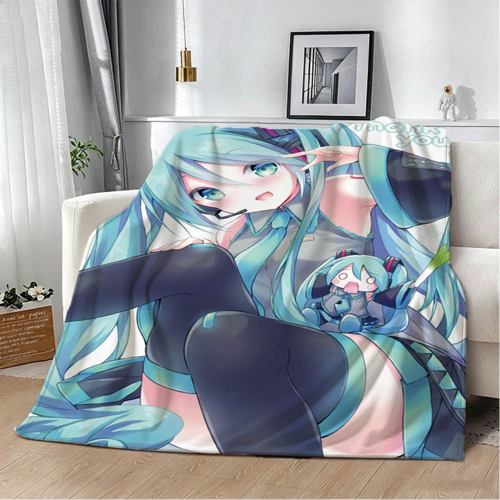 H-Hatsune-S Аниме Япония Милая Девушка N-Miku Фланелевое Одеяло Мягкое Плед Искусство Для Домашнего Декора Спальни Кровати Дивана Пикника Подарок для Фанатов