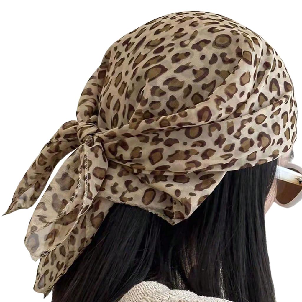 Leopard Print Small Headscarf Fashionable Accessory for Women Soft and Breathable Polyester Scarf Soft Neck Scarf