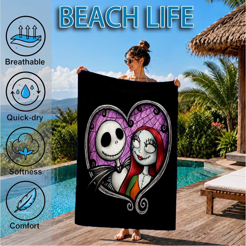 Skull Jack Artwork Printed Microfiber Beach Towel, Soft And Absorbent, Quick-Dry, Ideal for Summer Travel, Beach Essential, Swimming Pool