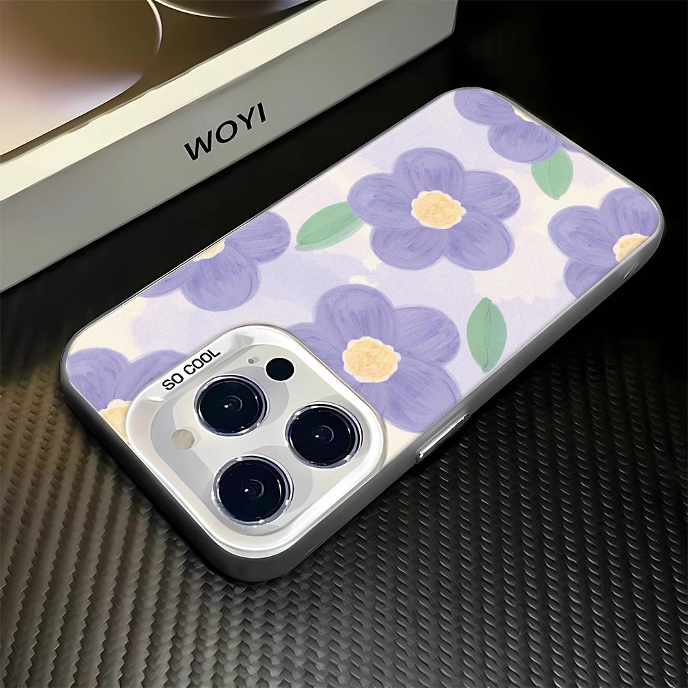 Blue Flowers Case For Iphone 16 Pro Cover For Iphone 15 14 13 12 11 Pro Max Cover Funda Bumber Coque 16 Pro 16E Case