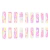 Nude Long Fake Nails with Flower Graffiti Chip-Proof Smudge-Proof Fake Nails for Daily and Parties Wearing