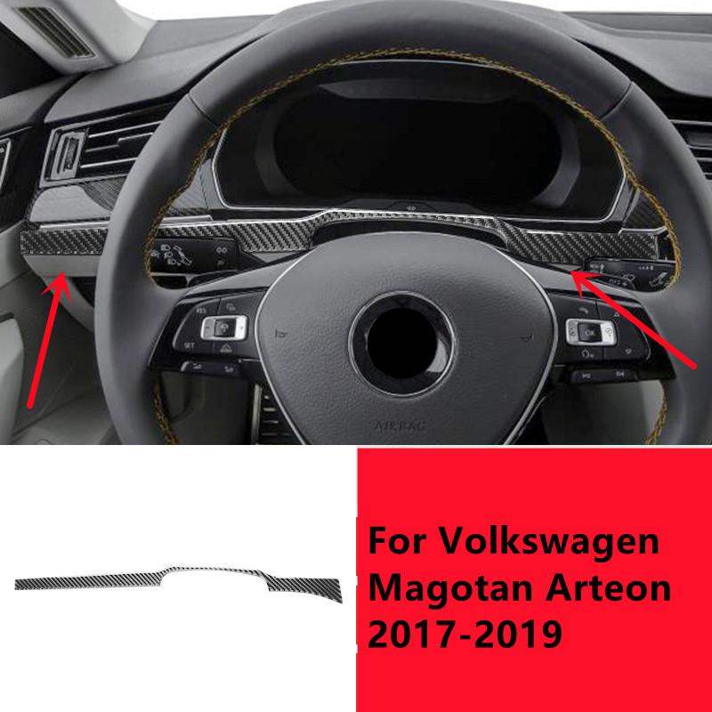 Carbon Fiber Car Interior Moulding Decoration Sticker For Volkswagen VW Magotan Arteon Dashboard Center Control Panel Cover