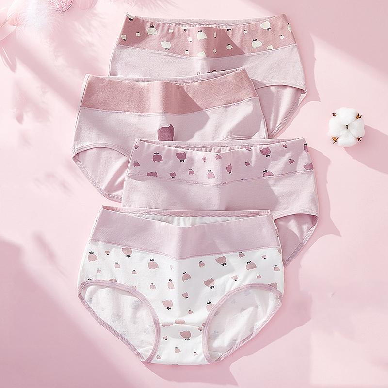 4 шт., размер M-5XL, хлопковые трусики с высокой талией, женское нижнее белье, трусы для девочек, дышащее женское белье