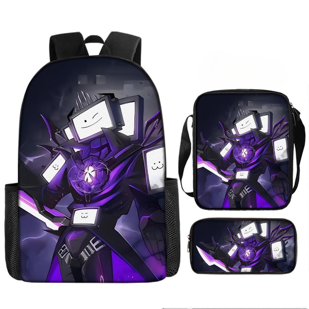 Cartoon Skibidi Toilet Printed Backpack Child Schoolbag Shoulder Bag Pencil Bag