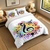 3Pcs Bedding SetColorful Musical Soft Bed Sheet and Two Pillowcases Home Bedroom Decor